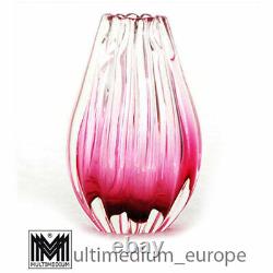 Barovier & Toso Rippen Vase Murano Art Glass Vase Ribbed Pink 1950s
