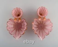 Barovier and Toso. A pair of organically shaped bowls in pink art glass
