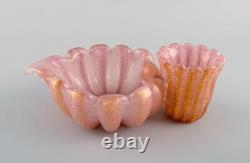 Barovier and Toso. A pair of organically shaped bowls in pink art glass
