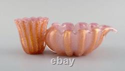 Barovier and Toso. A pair of organically shaped bowls in pink art glass