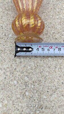 Barovier and Toso Murano Gold Leaf Pink Glass Vase, Cordonato d'Oro, 11cm