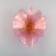 Barovier and Toso, Venice. Large leaf-shaped bowl in pink mouth-blown art glass