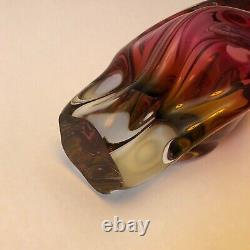 Beautiful 1960s Vintage Czech Rose pink coloured sculptural art glass vase