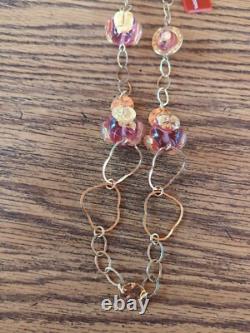 Beautiful Antica Murrina Italian Pink Art Glass Gold Tone Adjustable Necklace