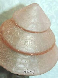 Beautiful Antique Art Nouveau Nude Lamp Pink Beehive Czech Shade