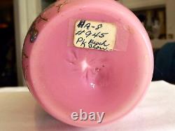 Beautiful Antique Victorian Art Glass Poschinger Kristallerie Enameled Pink Vase