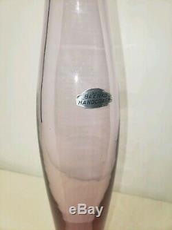 Beautiful Blenko Glass Vase, Decanter Pink Purple 17 Tall Blush Vintage Rose