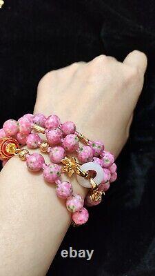 Beautiful Chinese Style pink art glass beads necklace