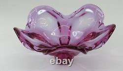 Beautiful Large Pink Art Glass Centerpiece Bowl Vase Mid Century Modern MCM