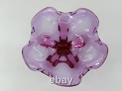 Beautiful Large Pink Art Glass Centerpiece Bowl Vase Mid Century Modern MCM