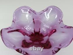 Beautiful Large Pink Art Glass Centerpiece Bowl Vase Mid Century Modern MCM