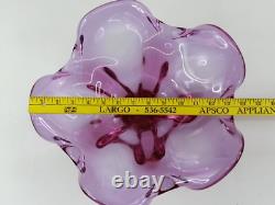 Beautiful Large Pink Art Glass Centerpiece Bowl Vase Mid Century Modern MCM
