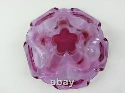 Beautiful Large Pink Art Glass Centerpiece Bowl Vase Mid Century Modern MCM