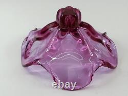 Beautiful Large Pink Art Glass Centerpiece Bowl Vase Mid Century Modern MCM