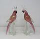 Beautiful Murano Parrots Pink & Gold Pair Art Glass Hand Blown Vintage