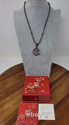 Beautiful Pink Art Glass Crystal Liuligongfang Flower Necklace Signed 487/5000