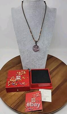 Beautiful Pink Art Glass Crystal Liuligongfang Flower Necklace Signed 487/5000