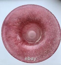 Beautiful Pink Scavo Murano Glass Bottle Vase with Blue splatter Detail