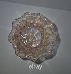 Beautiful Pink with Gold Murano Art Glass Footed Dolphin Vase 1474