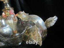 Beautiful Rare Pair Murano Antique Blown Glass Epergnes Art Glass Vase Old
