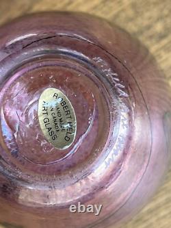Beautiful Robert Held Canada Pink Art Glass Vase In Pink And Iridescent Blue