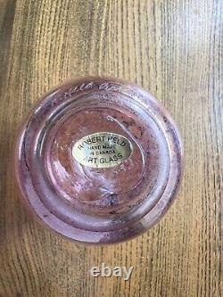 Beautiful Robert Held Canada Pink Art Glass Vase In Pink And Iridescent Blue