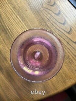Beautiful Robert Held Canada Pink Art Glass Vase In Pink And Iridescent Blue