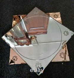 Beautiful Vintage Art Deco Wall Mirror Beautiful Glass Flowers Pink/Clear