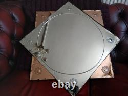 Beautiful Vintage Art Deco Wall Mirror Beautiful Glass Flowers Pink/Clear