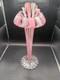 Beautiful Vintage Art Glass Handmade Cane Glass Pink Vase 12.5