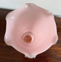 Beautiful Vintage Large Pale Pink Art Glass Vase Ruffled Rim- Italy