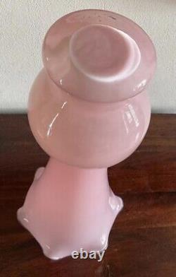 Beautiful Vintage Large Pale Pink Art Glass Vase Ruffled Rim- Italy