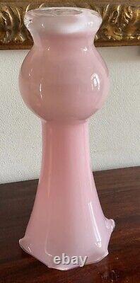 Beautiful Vintage Large Pale Pink Art Glass Vase Ruffled Rim- Italy