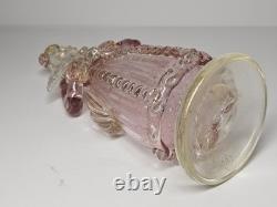 Beautiful Vintage Midcentury Murano Art Glass Lady With Fan Figure WithPink & Gold