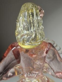 Beautiful Vintage Midcentury Murano Art Glass Lady With Fan Figure WithPink & Gold