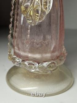 Beautiful Vintage Midcentury Murano Art Glass Lady With Fan Figure WithPink & Gold