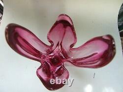 Beautiful Vintage Murano Art Glass Vase Pink Cased Mid Century Collectables