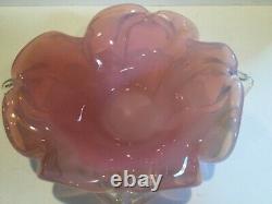 Beautiful Vintage Murano Italy Pink Iridescent Glass Vase