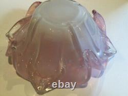 Beautiful Vintage Murano Italy Pink Iridescent Glass Vase