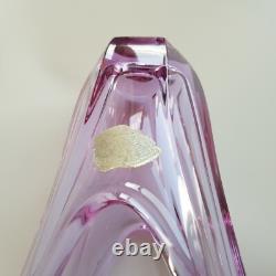 Belgian crystal art glass vase Val St Lambert 1960s sommerso 26cm pink Brussels
