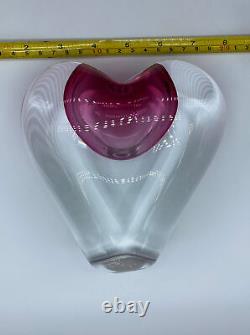 Beranek Glass Vase Candle Bohemian Art Deco Pink Heart Made in Czech Clear