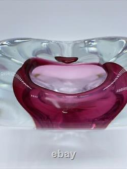 Beranek Glass Vase Candle Bohemian Art Deco Pink Heart Made in Czech Clear