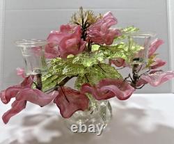Big Vintage RARE MURANO Art Glass Wired Floral Table Arrangement PINK GREEN 13 Big Vintage RARE MURANO Art Glass Wired Floral Table Arrangement PINK GREEN 13