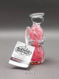 Blenko Angel Pink Swirl Hand Blown Art Glass Figurine Sculpture 5 3/8