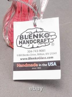 Blenko Angel Pink Swirl Hand Blown Art Glass Figurine Sculpture 5 3/8