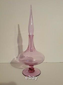 Blenko Decanter Wayne Husted #6212 Rose vintage MCM