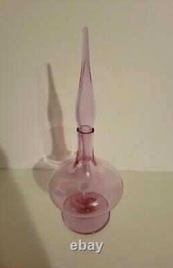 Blenko Decanter Wayne Husted #6212 Rose vintage MCM