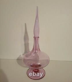 Blenko Decanter Wayne Husted #6212 Rose vintage MCM