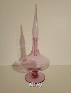 Blenko Decanter Wayne Husted #6212 Rose vintage MCM