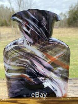 Blenko Glass Water Bottle Purple Red Pink White Frit Limited Edition 384